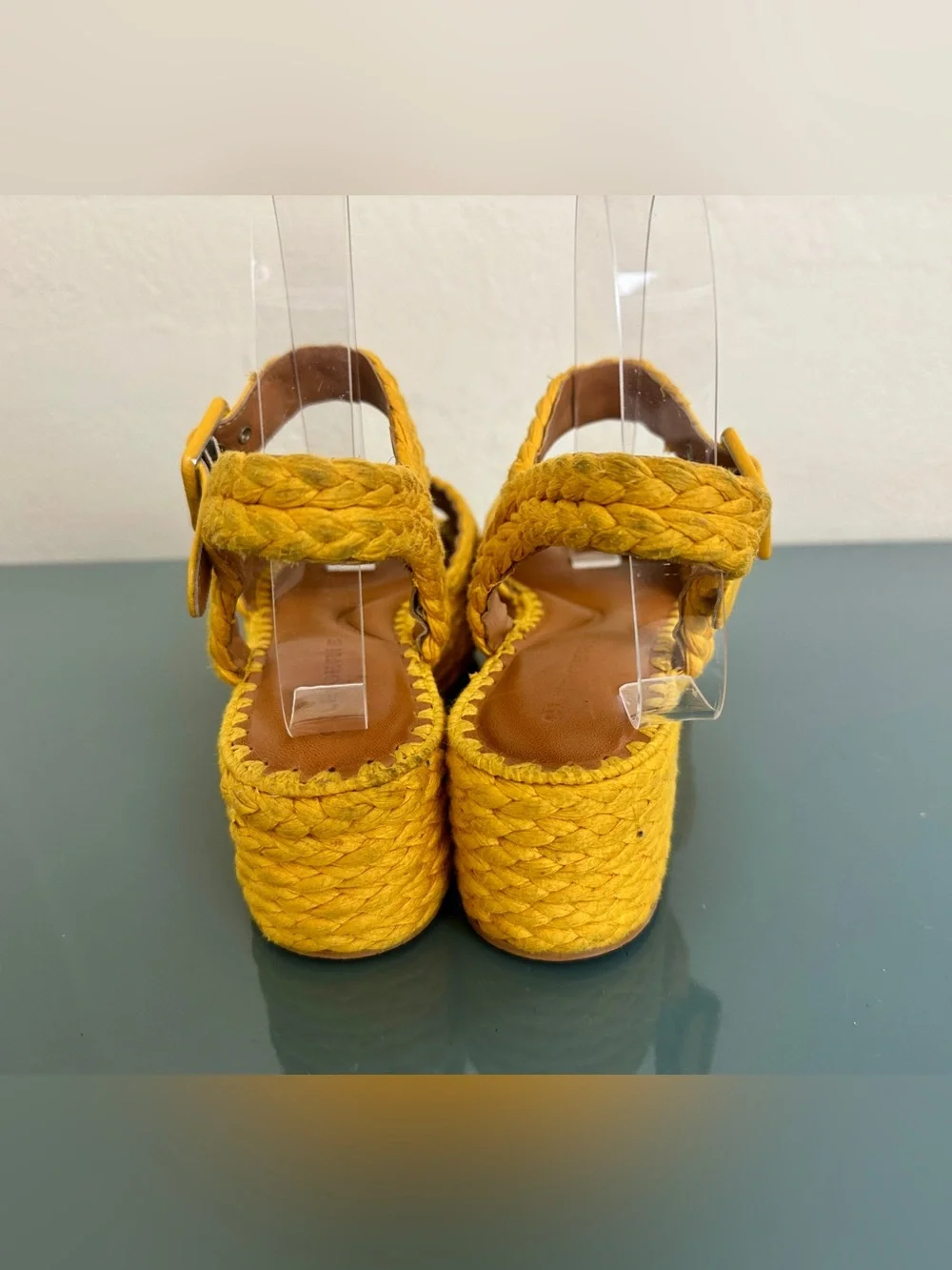 Robert Clergerie Aida Goldenrod Raffia Platform Sandals Size US 6 EU 36.5 $450
